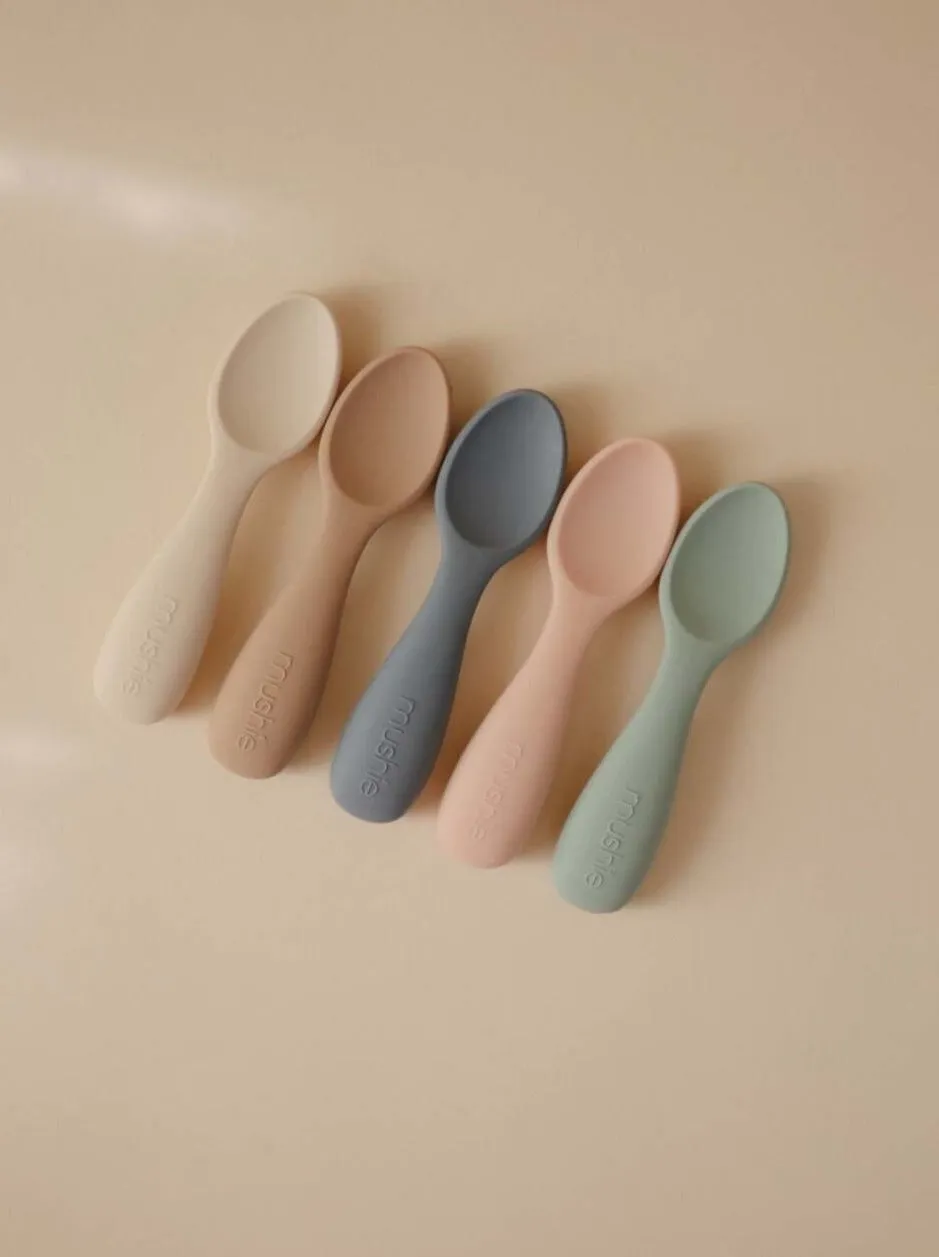2-Pack Silicone Toddler Starter Spoons, Tradewinds/Shifting Sand