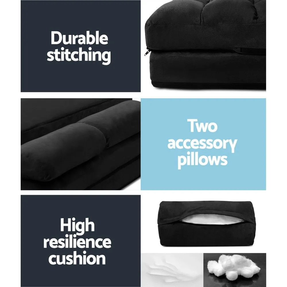 2-seater Folding Floor Charcoal Sofa Bed