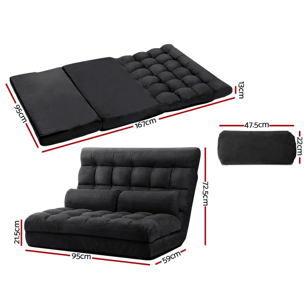 2-seater Folding Floor Charcoal Sofa Bed