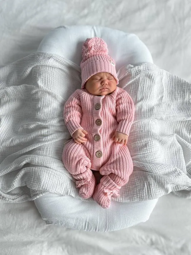 3 Little Crowns - Textured Knit Beanie | Pink