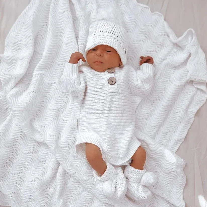 3 Little Crowns - Textured Knit Bodysuit | Ivory