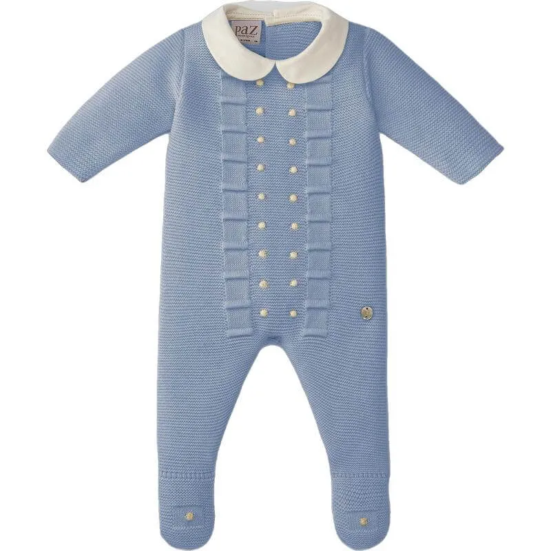 Baby Boys Blue Collard Knitted All In One