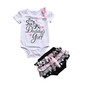 Bodysuits Short Sleeve Cotton Cute Lace Shorts Ruffles Summer Clothing 2pcs Newborn Infant Baby Girls Clothes Sets Tops