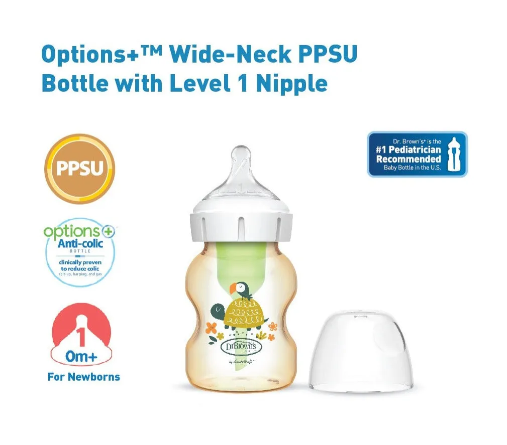 Dr. Brown’s 5 oz/150 ml PPSU Wide-Neck Options  Bottle, Turtle, 1-Pack