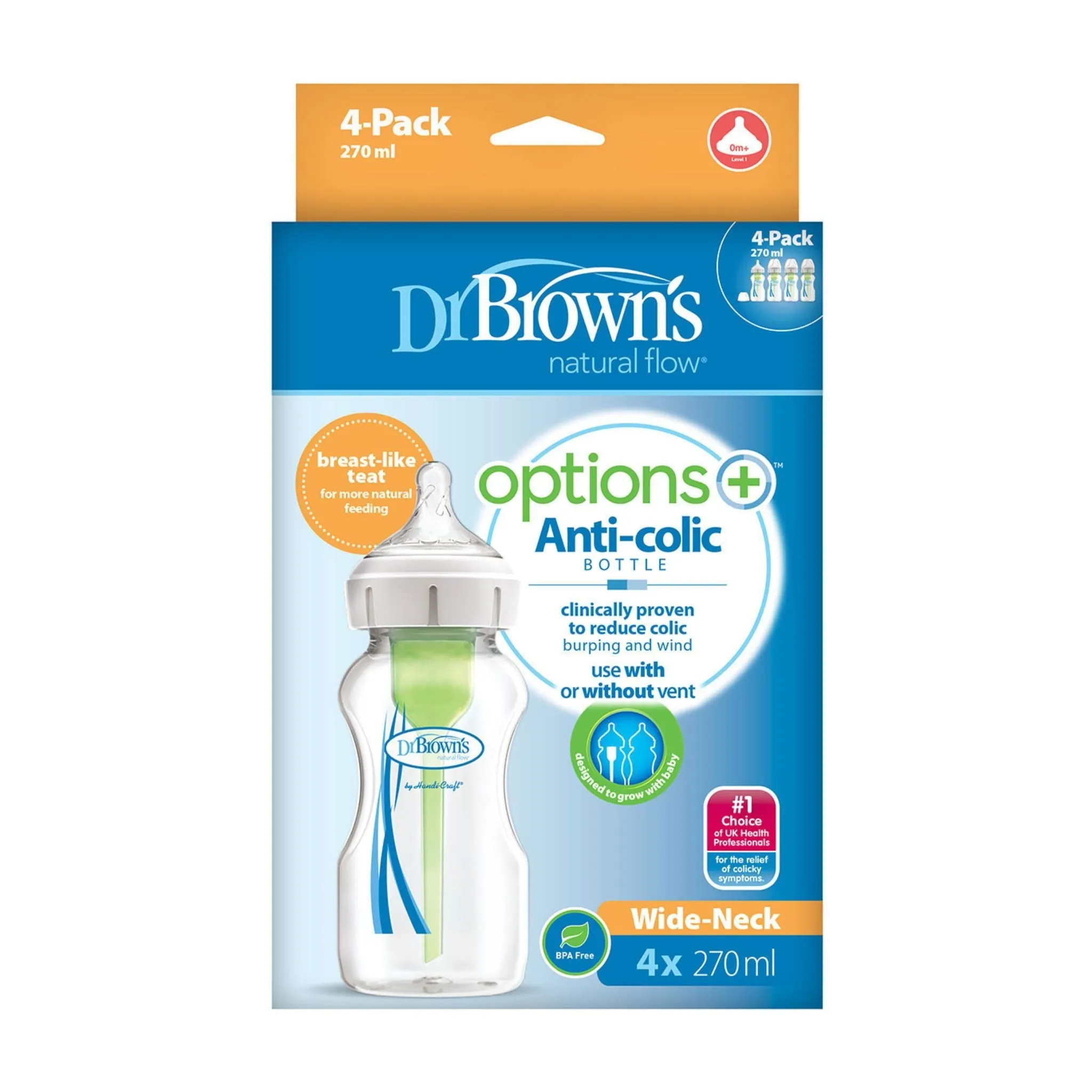 Dr Brown's Options   4 Pack Anti-Colic Bottle (270ML)