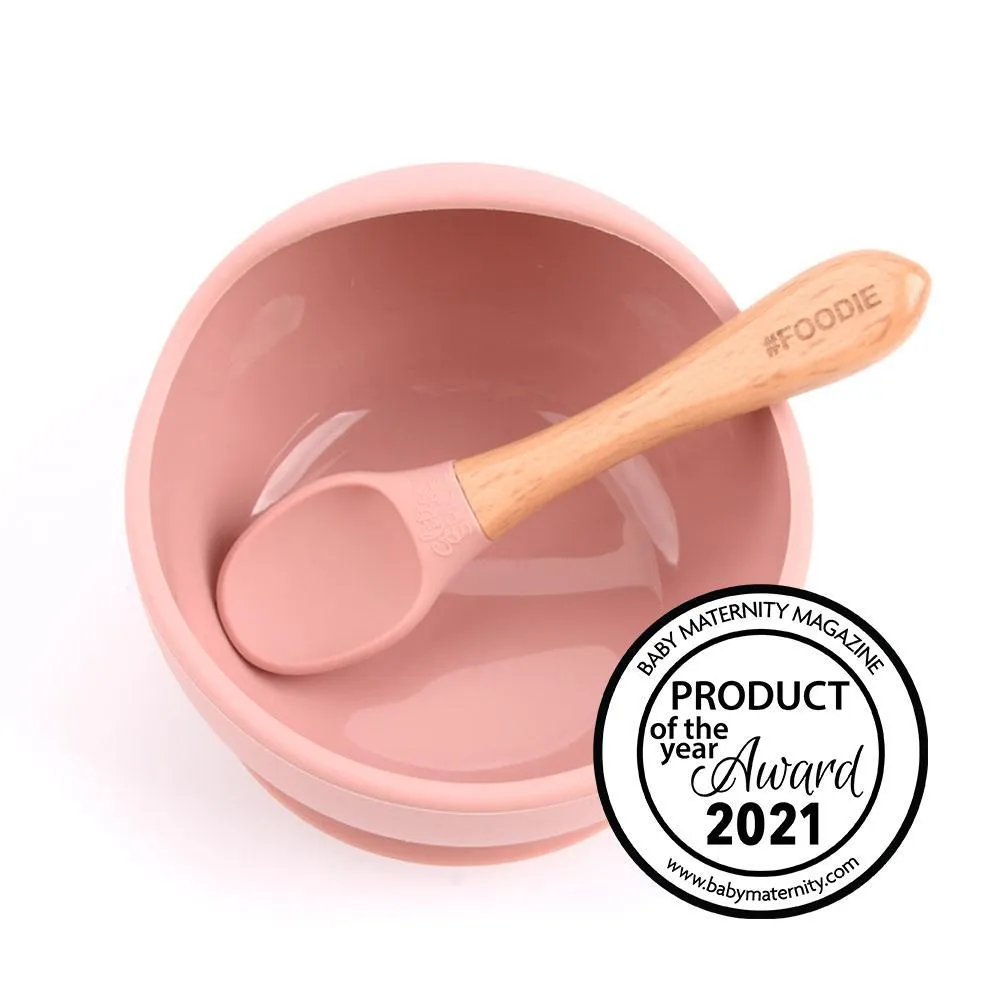 Glitter & Spice Silicone Bowl   Spoon Set - Dusty Rose