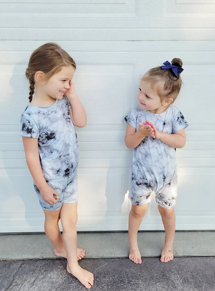 Grey Tie Dye Summer Zip Baby Romper