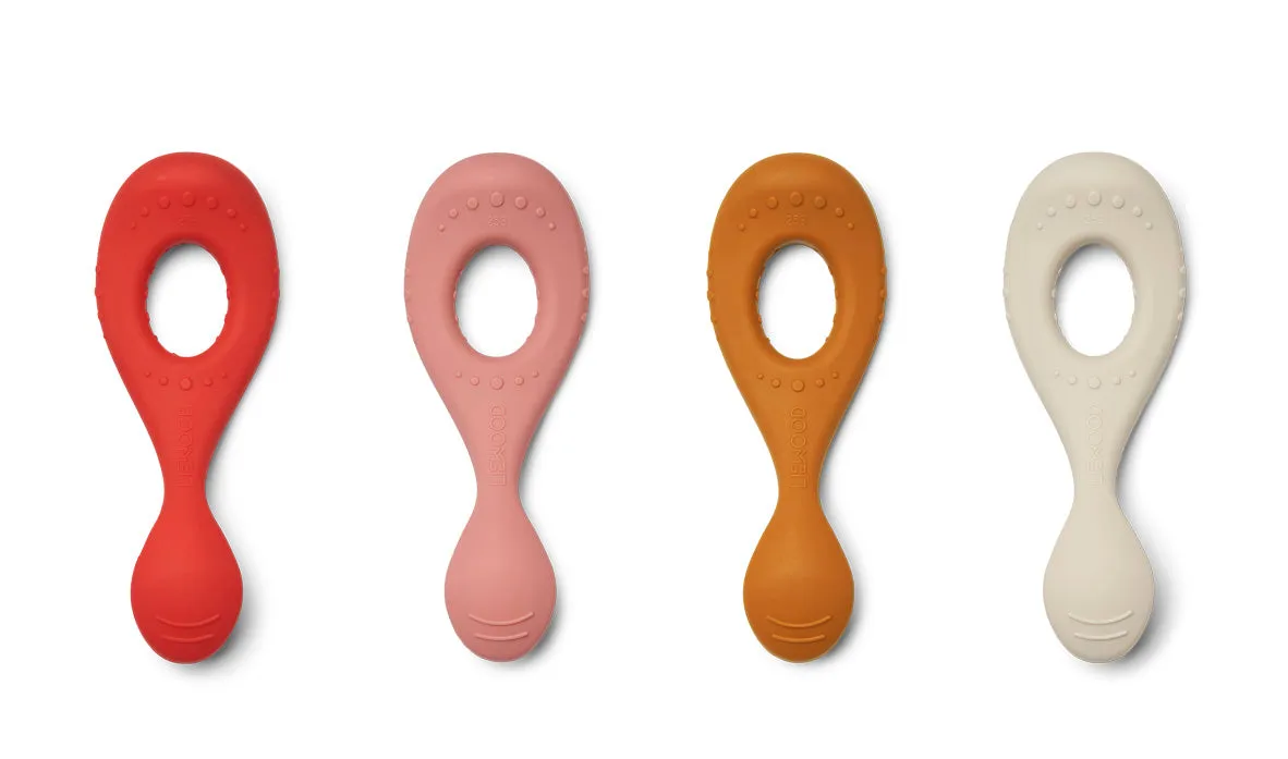 Liewood Liva Silicone Spoons 4-Pack | Dusty Raspberry Multi Mix