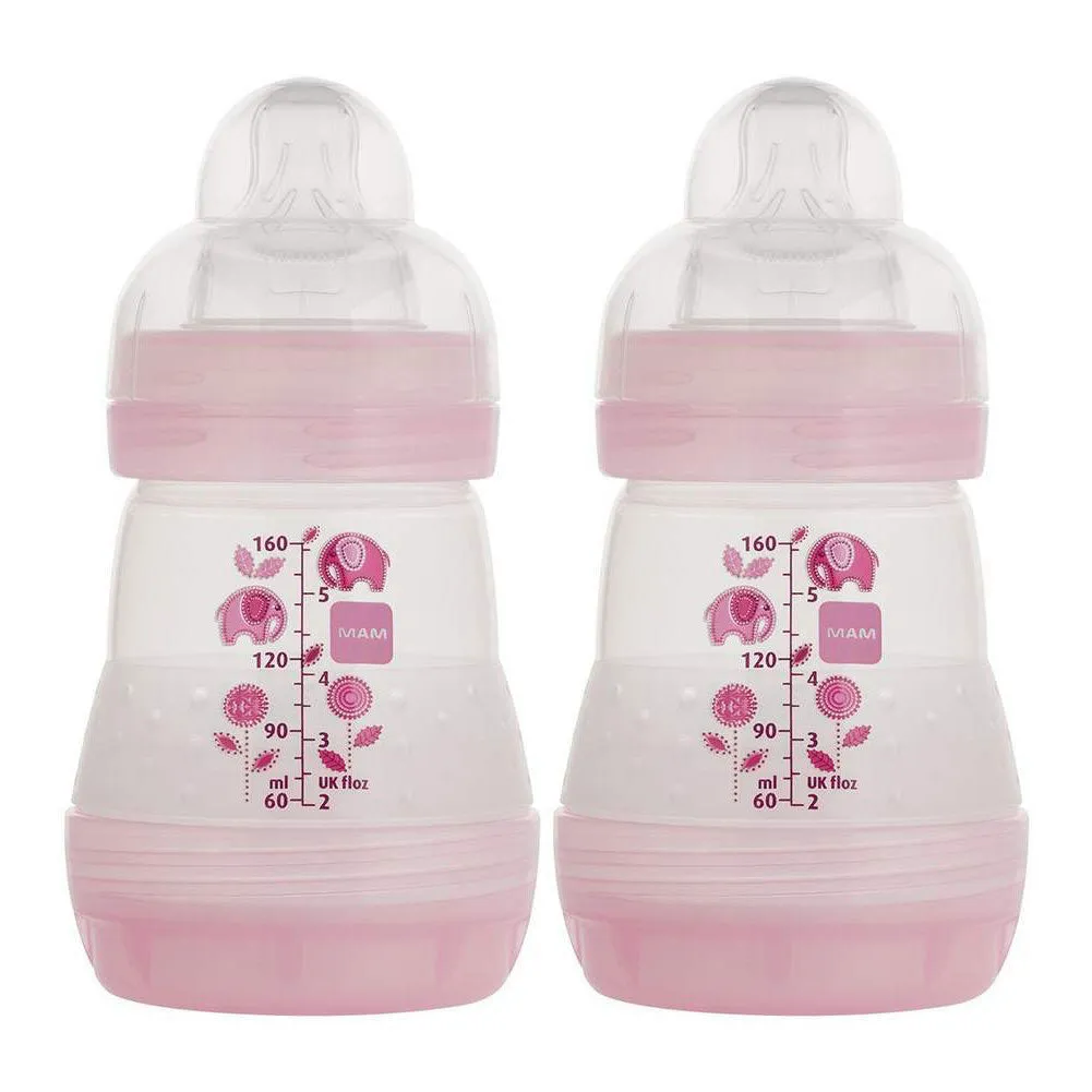 MAM Anti-Colic Bottles, 5oz - 2 Pack, Boy
