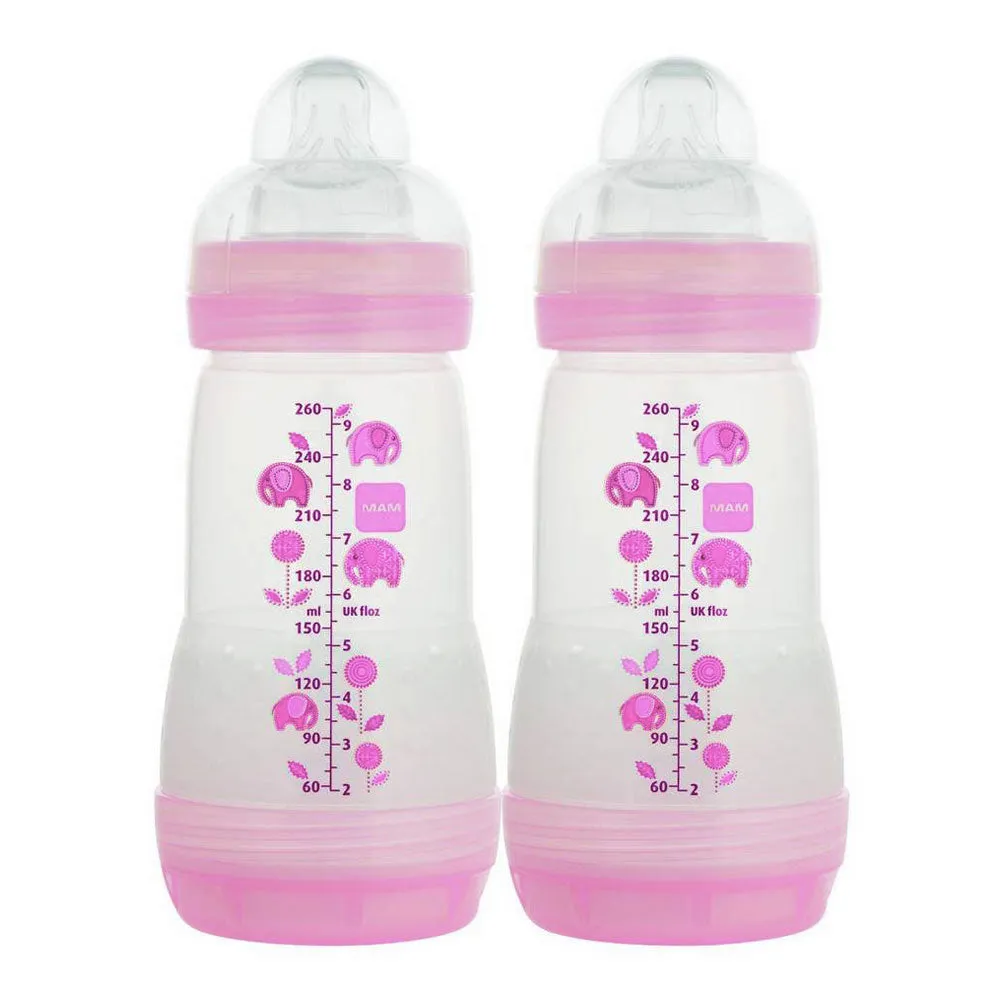 MAM Anti-Colic Bottles, 9oz - 2 Pack, Girl