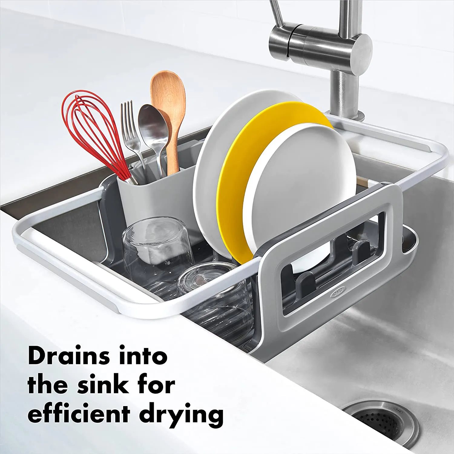 OXO GG OVER THE SINK ALUMINUM DISH RACK