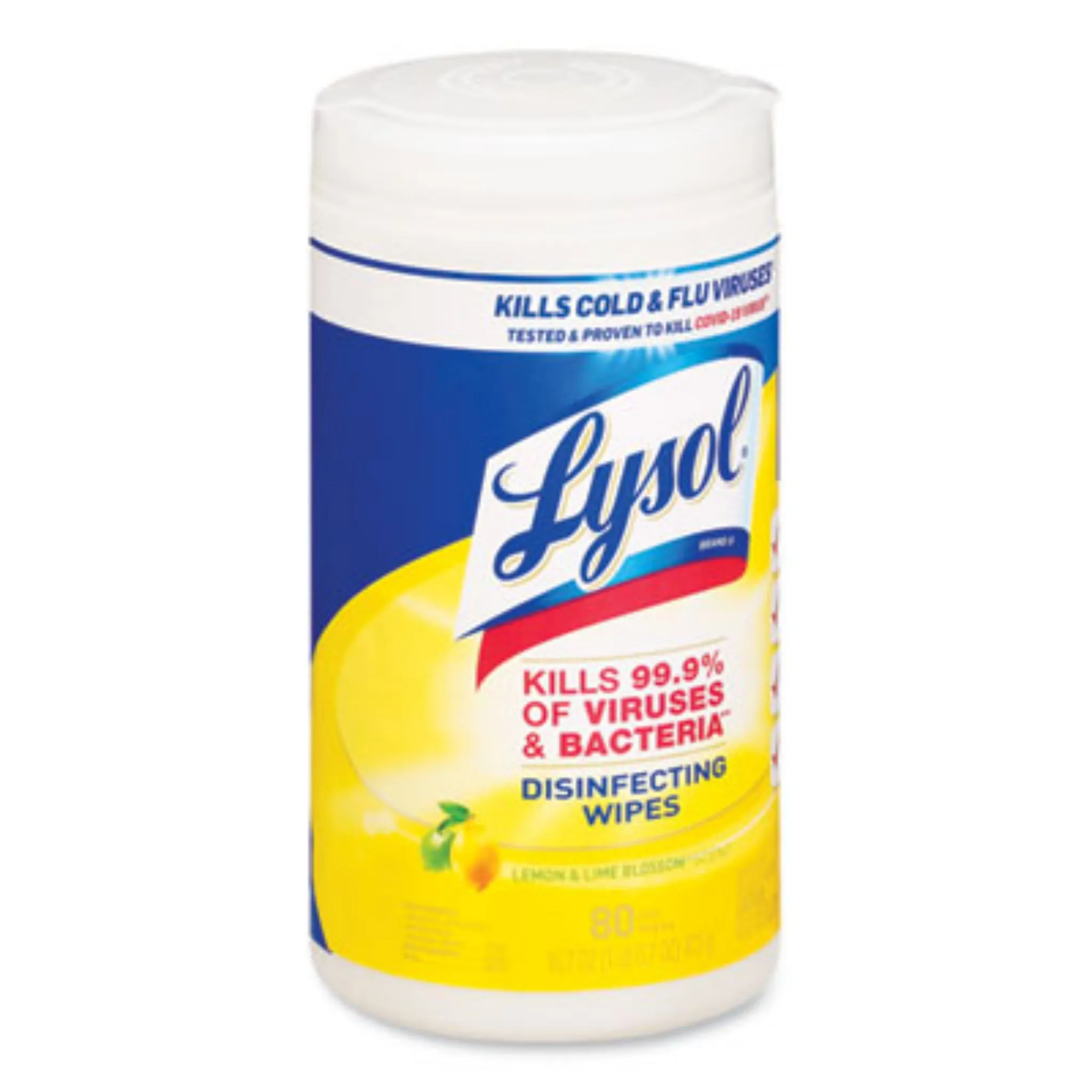 RECKITT BENCKISER Lysol RAC77182CT Disinfecting Wipes, 1-Ply, 7 x 7.25, Lemon and Lime Blossom, White, Carton of 6