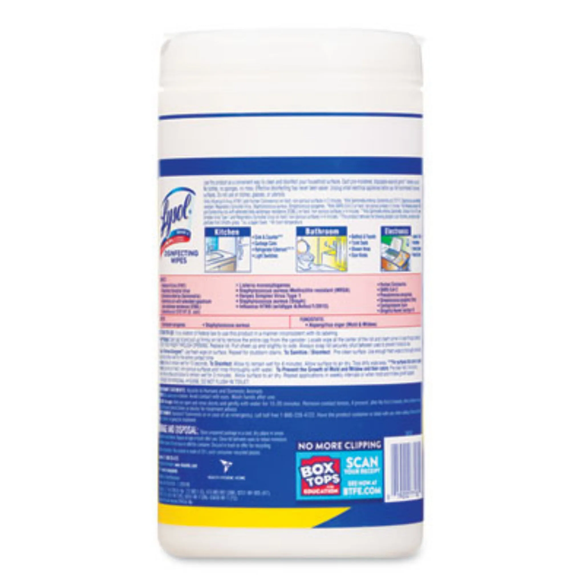 RECKITT BENCKISER Lysol RAC77182CT Disinfecting Wipes, 1-Ply, 7 x 7.25, Lemon and Lime Blossom, White, Carton of 6