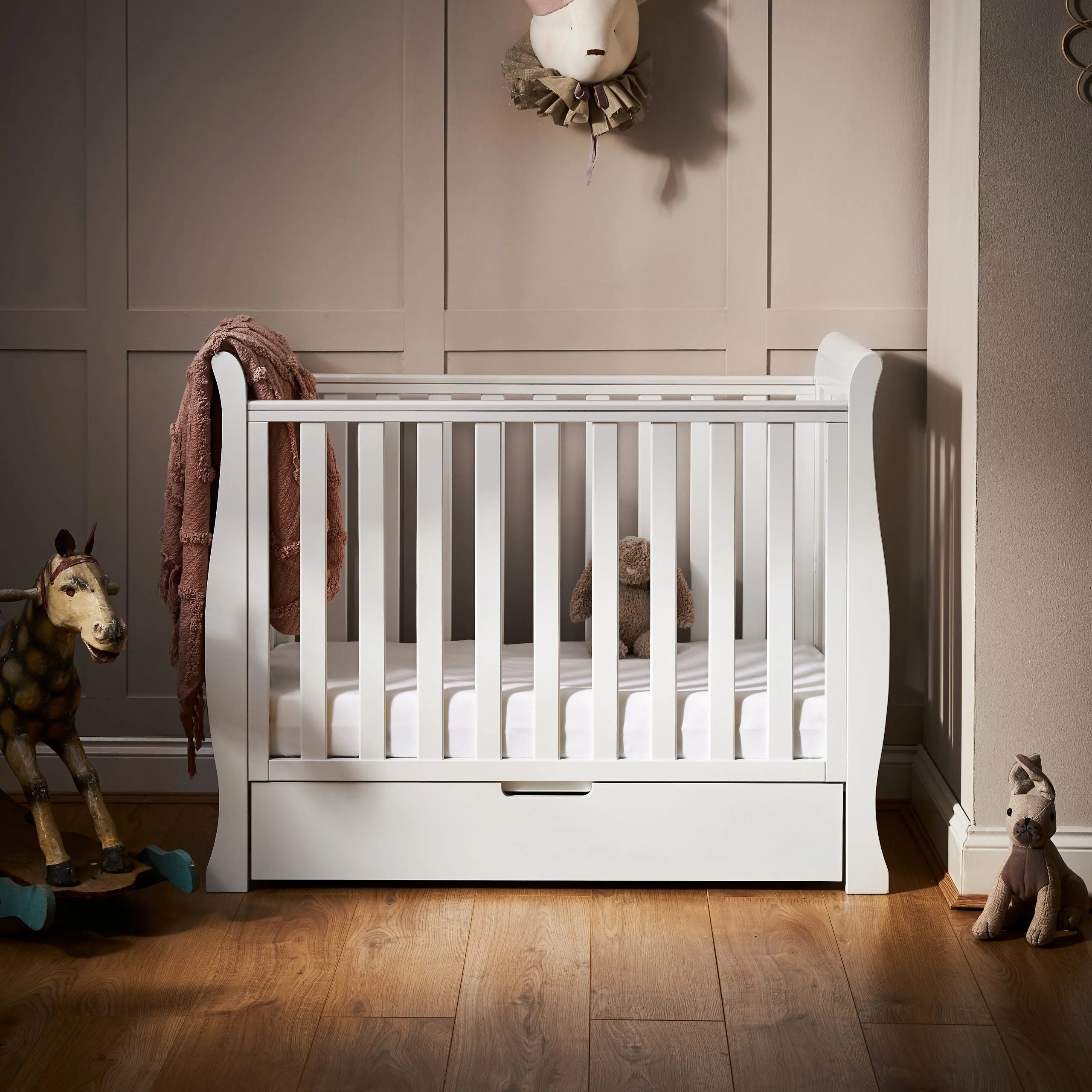 Stamford Space Saver Sleigh Cot - White
