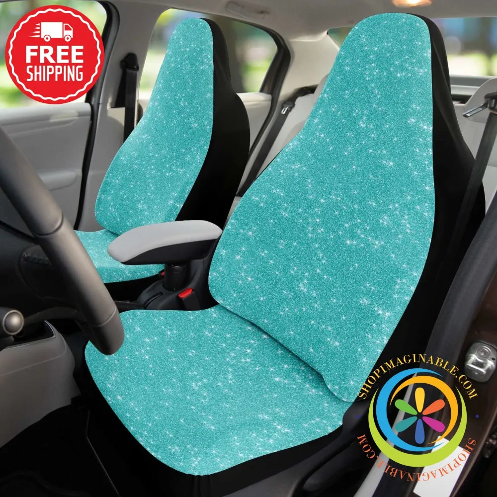 Teal Blue Sparkle Car Seat Covers Pair