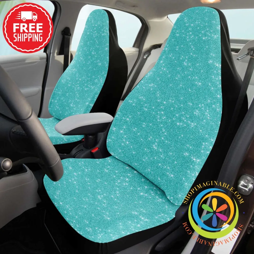 Teal Blue Sparkle Car Seat Covers Pair