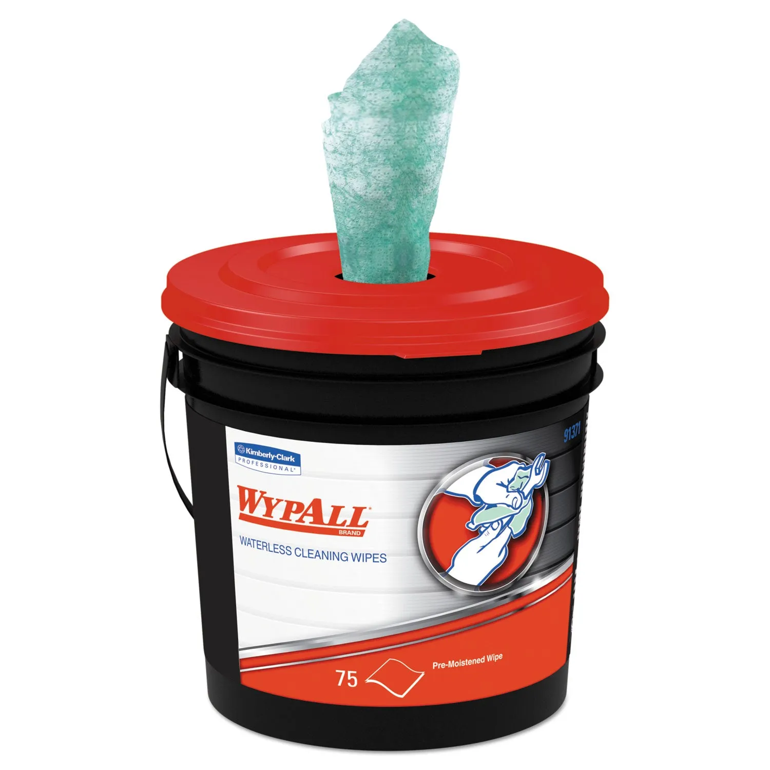 Wypall Waterless Cleaning Wipes, Cloth, 9 X 12, 75/Bucket - KCC91371EA